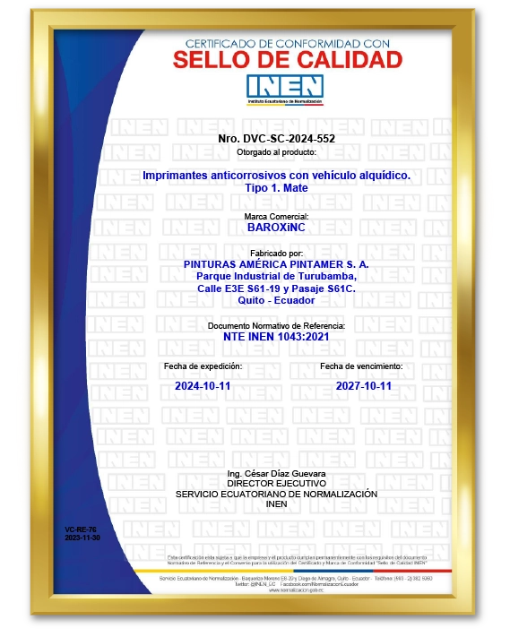 Certificado de Baroxinc Mate