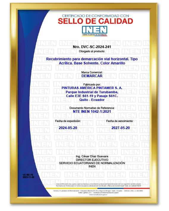 Certificado de Demarcar Acrílica Amarillo